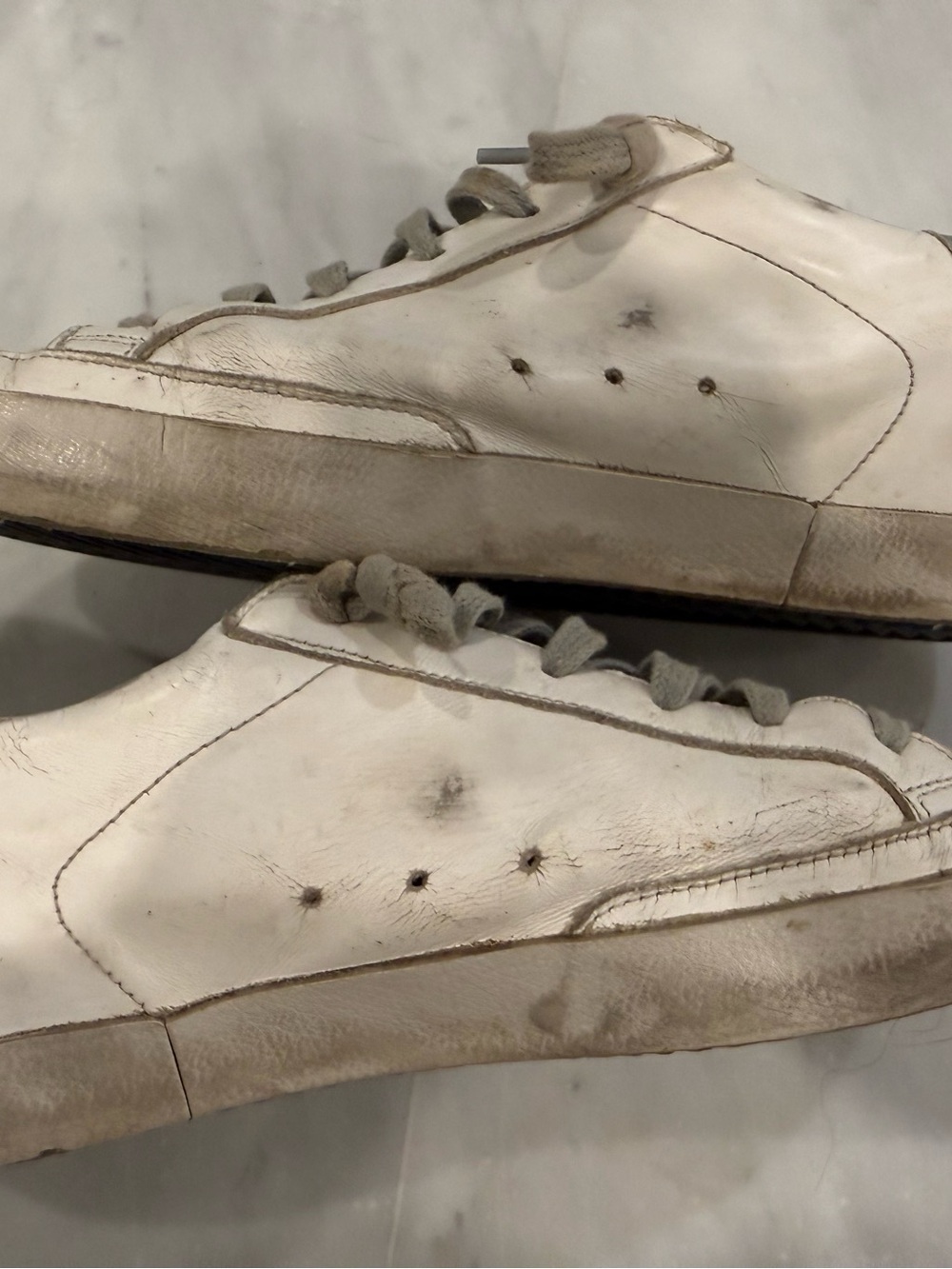 Golden Goose Superstar White Leather Sneakers with Silver Heel - Picture 7 of 9